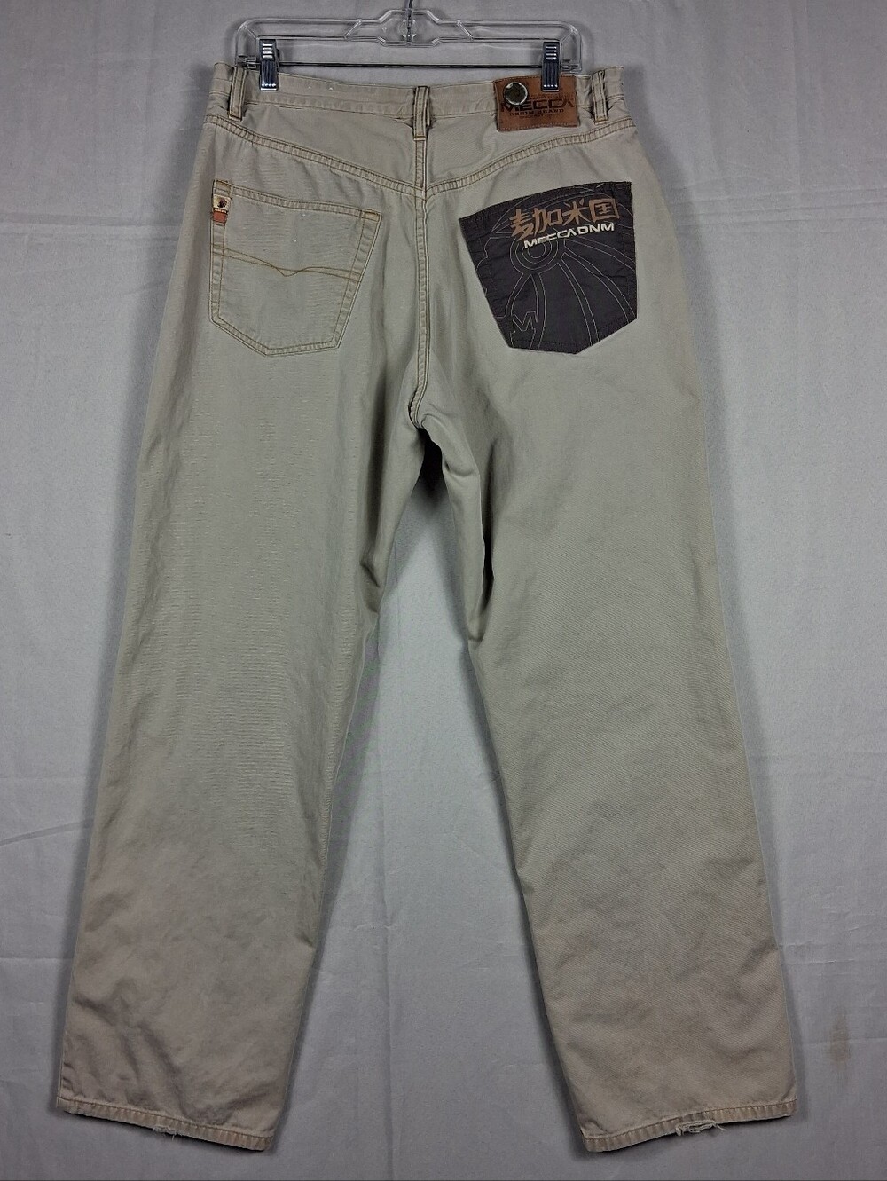 Vintage Mecca USA Jeans Mens Size 34 X 31 Khaki Baggy Fit Button Fly 90s Y2K